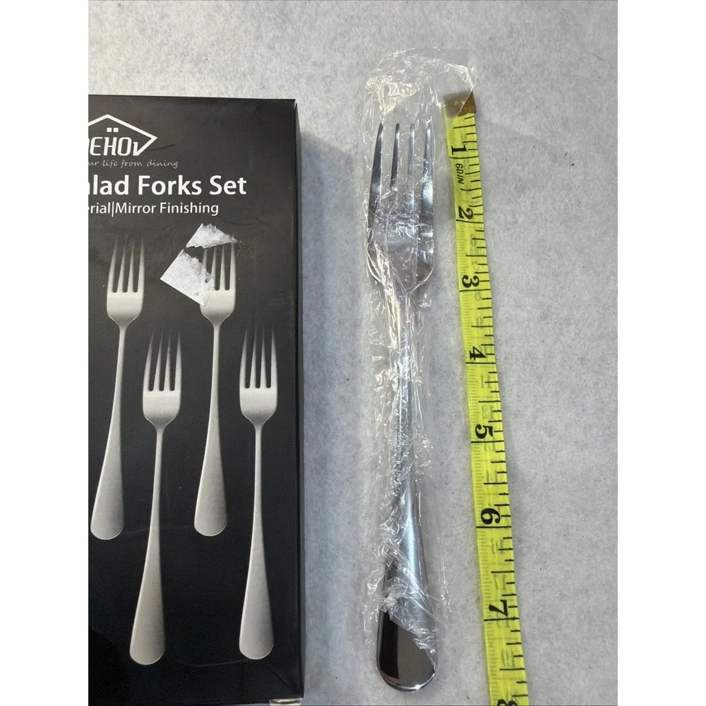 DEHOV 8-Piece Salad‎ Forks Premium Stainless Steel Mirror Finish